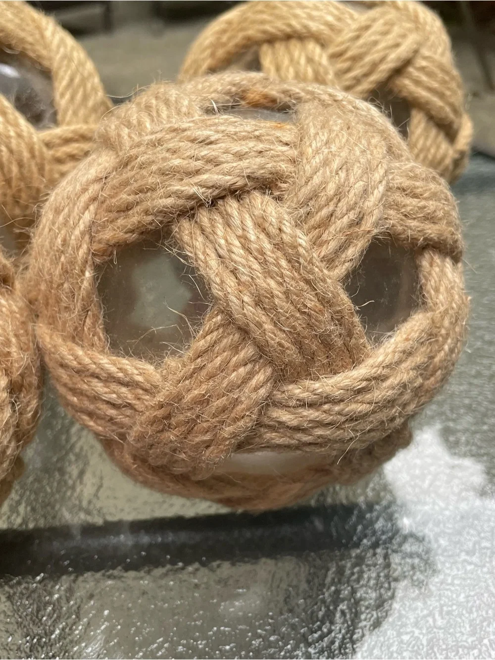 Pier 1 tan woven glass sphere decor set New